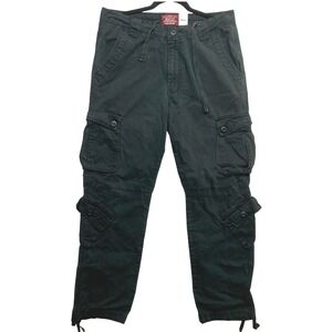 Matchstick Cargo Pants Mens Size 34 Black Multi Pocket Tactical Utility